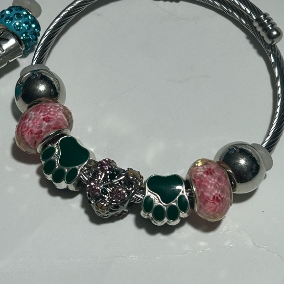 Chic Silver and Pink Beaded Bracelet set - Picture 3 of 3